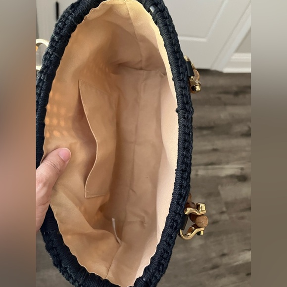 LILLY PULITZER MINI GREYDON CANE TOTE *ONYX* NATURAL BAMBOO - Picture 7 of 11